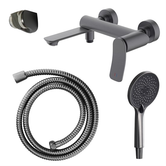 AZARIO Смеситель для ванны Escaro с ручным душем, керамический картридж, шланг 150 см, графит (AZ-K3074GR) AZ-K3074GR
