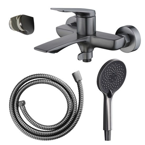 AZARIO Смеситель для ванны Lursy с ручным душем, керамический картридж, шланг 150 см, графит (AZ-K3049GR) AZ-K3049GR