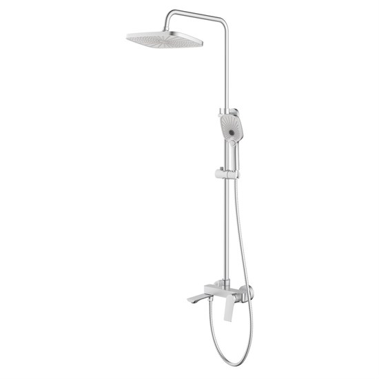 AZARIO Душевая система Lursy с квадратным тропическим душем, керамический картридж, шланг 150 см, сатин (AZ-K2349BN) AZ-K2349BN