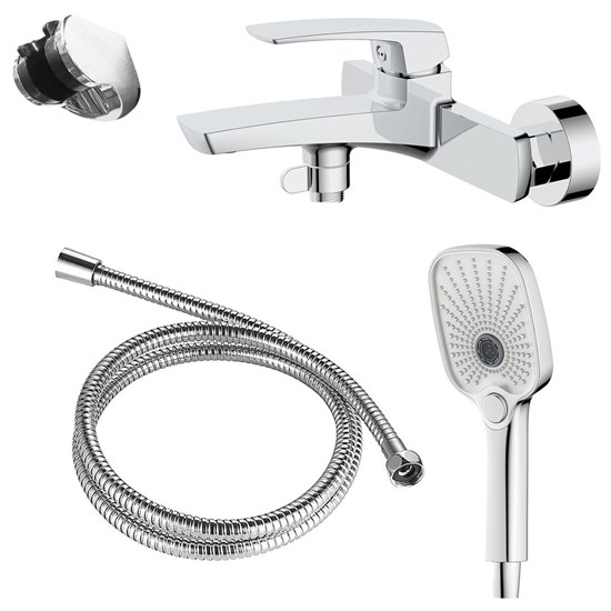 AZARIO Смеситель для ванны Conda с ручным душем, керамический картридж, шланг 150 см, хром (AZ-K3011) AZ-K3011