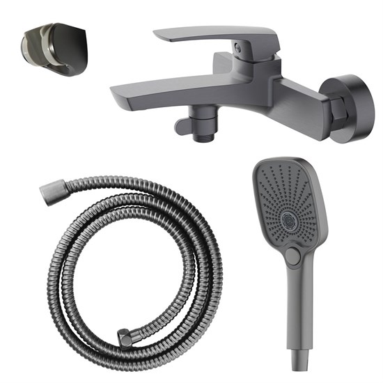 AZARIO Смеситель для ванны Conda с ручным душем, керамический картридж, шланг 150 см, графит (AZ-K3011GR) AZ-K3011GR