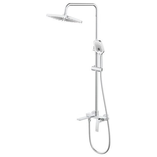 AZARIO Душевая система Conda с квадратным тропическим душем, керамический картридж, шланг 150 см, хром (AZ-K2411) AZ-K2411