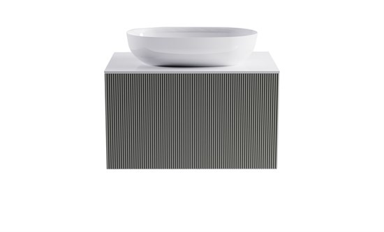 ASTRA-FORM Тумба подвесная М-40 80см 1ящ цв NCS S 3502-y мат./волна, раковина Атрия бел гл., столешница Solid бел гл. 4631177713545