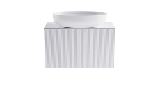 ASTRA-FORM Тумба подвесная М-40 80см 1ящ цв белый мат./волна, раковина Атрия бел гл., столешница Solid бел гл. 4631177713590