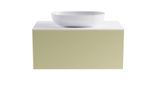 ASTRA-FORM Тумба подвесная М-40 90см 1ящ цв RAL1013 мат./волна, раковина Атрия бел гл., столешница Solid бел гл. 4631177713637