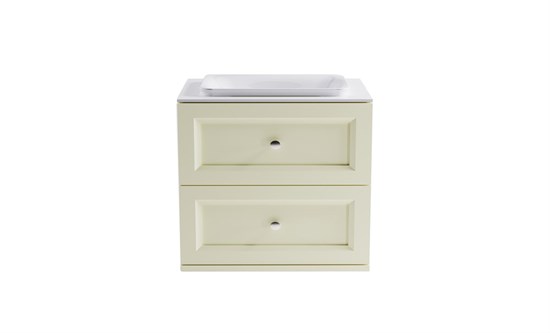 ASTRA-FORM Тумба подвесная Классик  80 с 2ящ RAL1013 мат. с раковиной Ретро бел гл. и столешницей Solid бел гл. 4631177714313