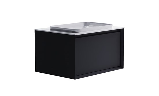 ASTRA-FORM Тумба подвесная Фрейм  80 с 1ящ RAL7024 мат. с раковиной Антарес бел гл. и столешницей Solid бел гл. 4631177713842