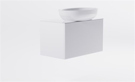 ASTRA-FORM Тумба подвесная М-40 Slim 80см 1ящ белый мат./волна, раковина Атрия бел гл., столешница Solid бел гл. 4631177714573