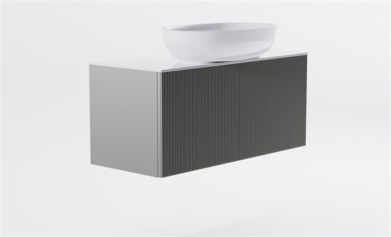 ASTRA-FORM Тумба подвесная М-40 Slim 90см 1ящ NCS S 3502-Y мат./волна, раковина Атрия бел гл., столешница Solid бел гл. 4631177714603