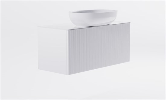 ASTRA-FORM Тумба подвесная М-40 Slim 100см 1ящ белый мат./волна, раковина Атрия бел гл., столешница Solid бел гл. 4631177714696