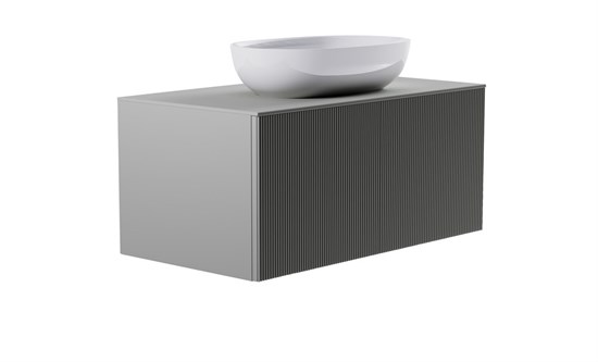 ASTRA-FORM Тумба подвесная М-40 90см 1ящ NCS S 3502-y мат./волна, раковина Атрия бел гл, столешница Solid в цвете 4631177714825