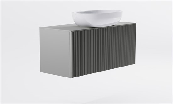 ASTRA-FORM Тумба подвесная М-40 Slim 90см 1ящ NCS S 3502-Y мат./волна, раковина Атрия бел гл, столешница Solid в цвете 4631177716041