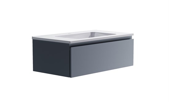 ASTRA-FORM Нижний шкаф Альфа 90 с 1 ящиком серо-голубой (NCS S 3005-R80B матовый) +  Раковина "Альфа 90" 03060006ncss3005-r80b+04010008