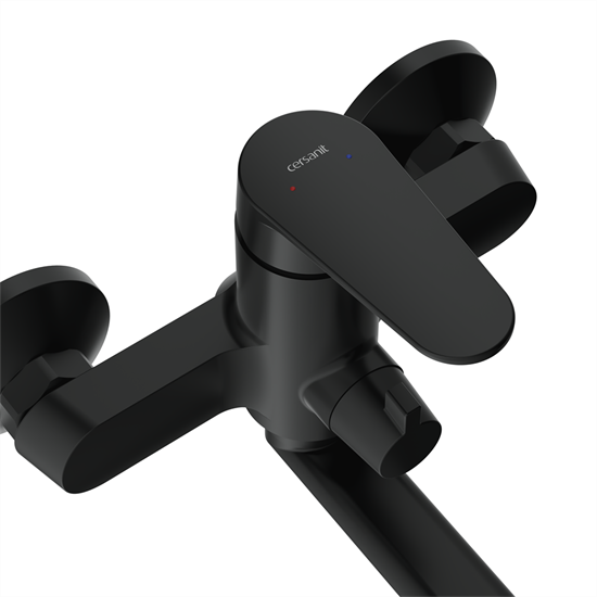 CERSANIT Смеситель для ванны LARA с длинным изливом однорычажный черный A68157