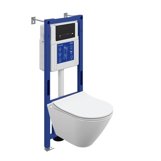 CERSANIT Комплект CITY SMART DPL EO slim инсталляция AQUA 40 SMART M кнопка ESTETICA пластик черный матовый с рамкой хром LP А69324