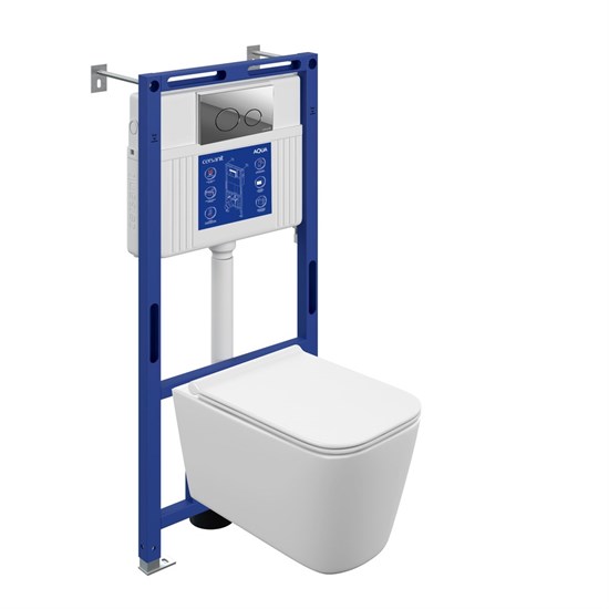 CERSANIT Комплект CREA VORTEX DPL EO slim инсталляция AQUA 50 PRIME M кнопка TWINS пластик хром глянцевый A69476