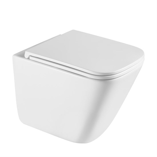 ABBER Унитаз Rechteck AC1219TC подвесной белый, безободковый, смыв торнадо, с закрытым дном AC1219TC