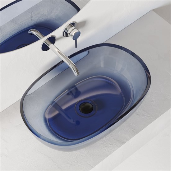 ABBER Раковина накладная прозрачная  Kristall AT2805Saphir синяя AT2805Saphir