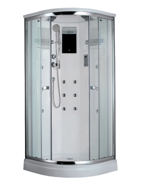 TIMO Lux T-7709 NEW душевая кабина 90*90*225, турецкая баня хамам, стульчик прозрачный T-7709NEW-T-STUN-T-CH/C