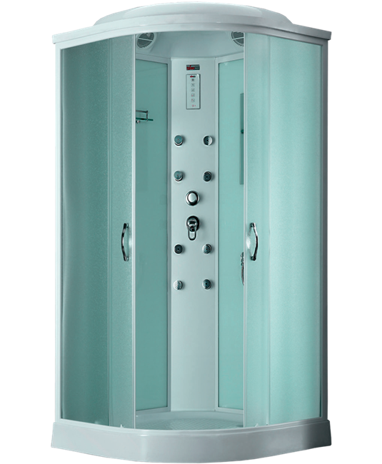 TIMO eco ТЕ-0701 душевая кабина 100*100*218, турецкая баня хамам, стульчик прозрачный TE-0701-T-STUN-T-CH/C