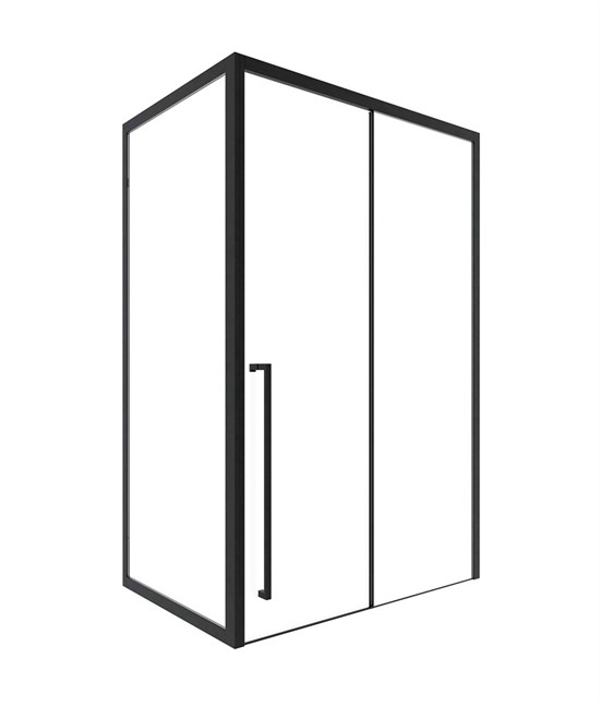 TIMO Душевая дверь TDSS-120/03C-8L, раздвиж 1200*2000, проф черный + торцевое стекло TSS-900/03C-8 900*2000, проф черный T56L+T64