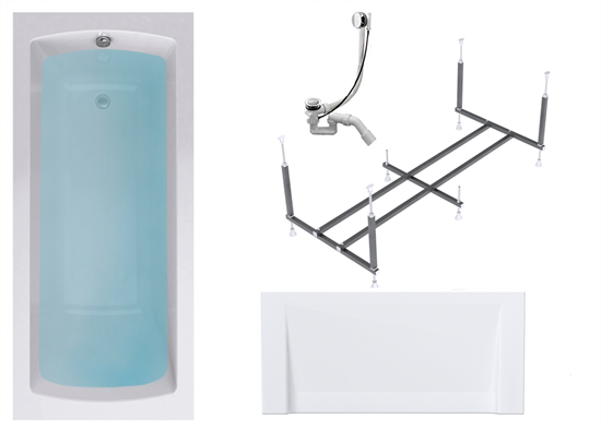 TIMO Комплект Акриловая ванна RITTA1560 1500*600*580+Каркас+Слив-перелив+Фронтальная панель RITTA1560-KT15S-SPV1505-FPE15S