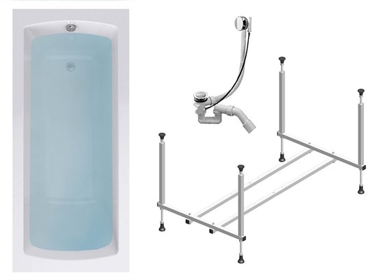 TIMO Комплект Акриловая ванна RITTA1570 150*70*63+Каркас + Слив-перелив RITTA1570-KT15-SPV1505