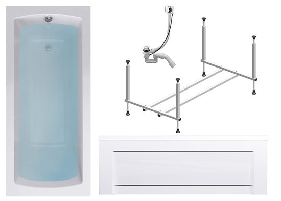 TIMO Комплект Акриловая ванна RITTA1880 180*80*63+Каркас + Слив-перелив+Фронтальная панель RITTA1880-KT18-SPV1505-FP18H