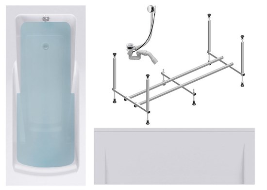 TIMO Комплект Акриловая ванна HELLA1575 150*75*63+Каркас + Слив-перелив+Фронтальная панель HELLA1575-KT15-SPV1505-FP15H