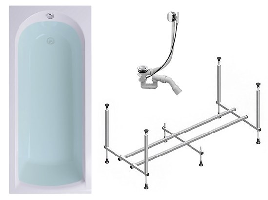 TIMO Комплект Акриловая ванна MIKA1870 180*70*58+Каркас+Слив-перелив MIKA1870-KT18S-SPV1505
