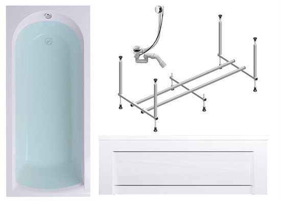 TIMO Комплект Акриловая ванна MIKA1880 1800*800*580+Каркас+Слив-перелив+фронтальная панель MIKA1880-KT18-SPV1505-FP18S