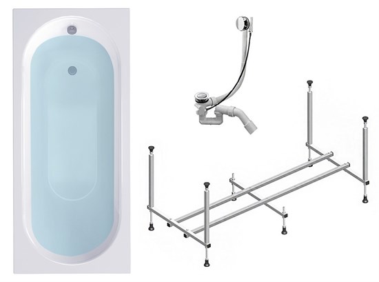 TIMO Комплект Акриловая ванна ROHA1570 150*70*58+каркас+слив-перелив ROHA1570-KT15-SPV1505