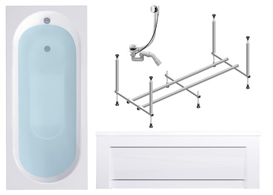 TIMO Комплект Акриловая ванна ROHA1570 150*70*58+каркас+слив-перелив+фронтальная панель ROHA1570-KT15-SPV1505-FP15S