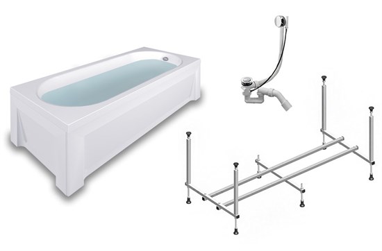 TIMO Комплект Акриловая ванна ROHA1770 170*70*580+каркас+слив-перелив+фронтальная панель+торцевая панель ROHA1770-KT17-SPV1505-FP17S-TP70S