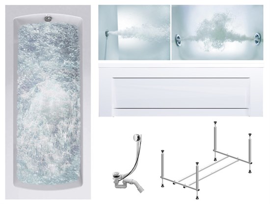 TIMO Комплект Акриловая ванна RITTA1570 150*70*63+Каркас + Слив-перелив+Гидромассаж 6 форсунок+Гидромассаж спины 3 форсунки+Фронтальная панель RITTA1570-KT15-SPV1505-T-CM-T-BM-FP15H