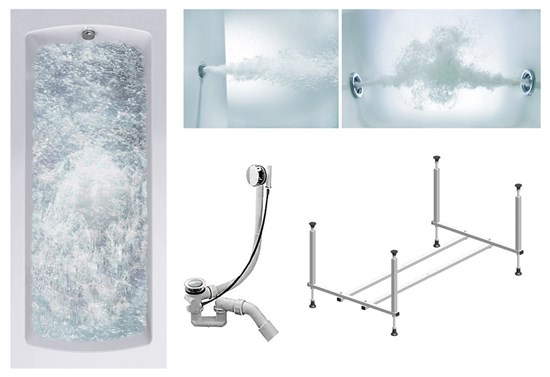 TIMO Комплект Акриловая ванна RITTA1670 160*70*63+Каркас + Слив-перелив+Гидромассаж 6 форсунок+Гидромассаж спины 3 форсунки RITTA1670-KT16-SPV1505-T-CM-T-BM