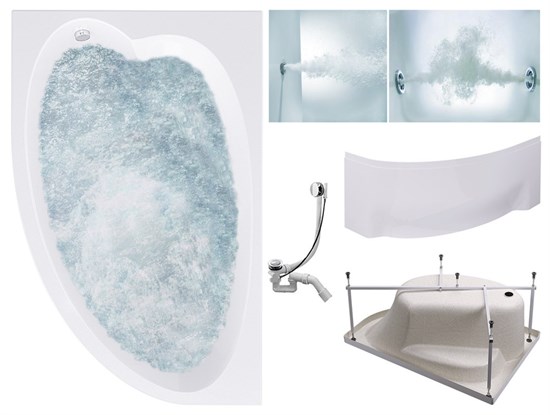 TIMO Комплект Акриловая ванна IVA1610L 160*100*70+Каркас + Слив-перелив+Гидромассаж 6 форсунок+Гидромассаж спины 3 форсунки+Фронтальная панель IVA1610L-KTIVA16-SPV1505-T-CM-T-BM-FPIVA16L