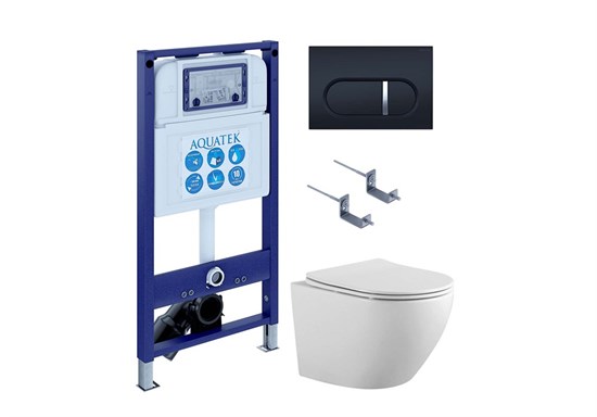 AQUATEK SET ЕВРОПА-045 4в1 (рама INS-0000025 +крепление KKI-0000002 +кнопка KDI-0000045 +унитаз AQ1901-00 +тонкое сиденье sc) SET AQUATEK ЕВРОПА-045 4в1