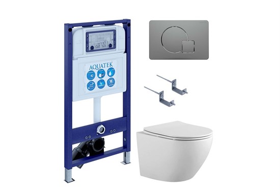 AQUATEK SET ЕВРОПА-070 4в1 (рама INS-0000025 +крепление KKI-0000002 +кнопка KDI-0000070 +унитаз AQ1901-00 +тонкое сиденье sc) SET AQUATEK ЕВРОПА-070 4в1