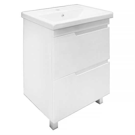 AZARIO Комплект Тумба KANTRI 60/2Н 605х405х870 напольная, с раковиной Фостер 60, белый глянец (CS00097250) CS00097250