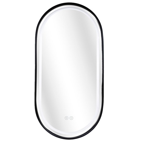 AZARIO Зеркало Блейк 500х1000, овальное, с подсветкой и диммером, 3 режима, сенсорный выключатель, с подогревом, черный матовый (АZ-LED011125) АZ-LED011125