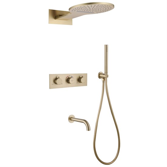 ABBER Душевая система Wasser Kreis AF8150G скрытого монтажа с изливом, термостат, золото матовое AF8150G