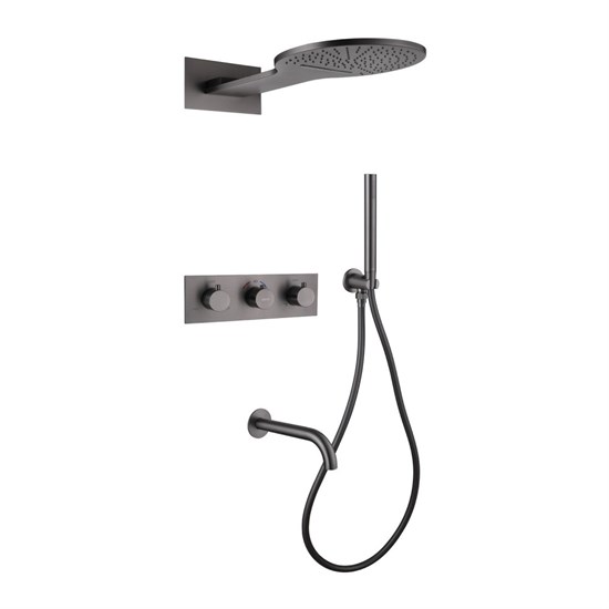 ABBER Душевая система Wasser Kreis AF8150NG скрытого монтажа с изливом, термостат, никель AF8150NG