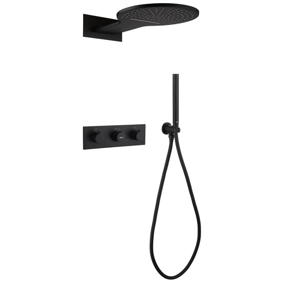 ABBER Душевая система Wasser Kreis AF8151B скрытого монтажа без излива, термостат, черная матовая AF8151B