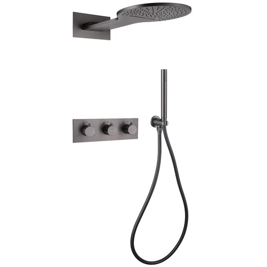 ABBER Душевая система Wasser Kreis AF8151NG скрытого монтажа без излива, термостат, никель AF8151NG