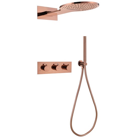 ABBER Душевая система Wasser Kreis AF8151RG скрытого монтажа без излива, термостат, розовое матовое AF8151RG