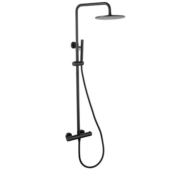 ABBER Душевая стойка Wasser Kreis AF8160BL с термостатом без излива, черная матовая AF8160BL