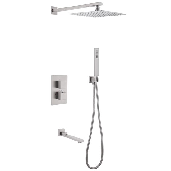 ABBER Душевая система Daheim AF8250SP скрытого монтажа с изливом, термостат, сатин AF8250SP