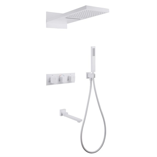ABBER Душевая система Daheim AF8253W скрытого монтажа с изливом, термостат, белая матовая AF8253W