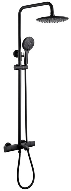 ABBER Душевая стойка Thermostat AF8516BL с термостатом и изливом, черный матовый AF8516BL